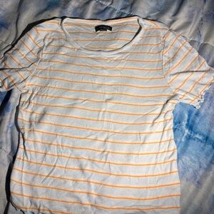 Wild Fable White and Orange Striped Tee